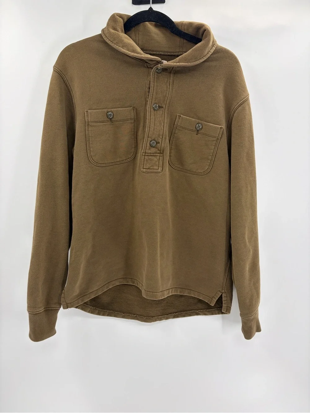 J. Crew Wallace and Barnes double Pocket Pullover Sweatshirt Brown size Medium